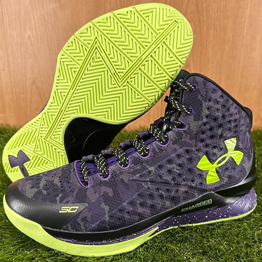 Under Armour Curry 1 Retro Dark Matter BlackPurple Rain 3026049-001 Men's Size 9